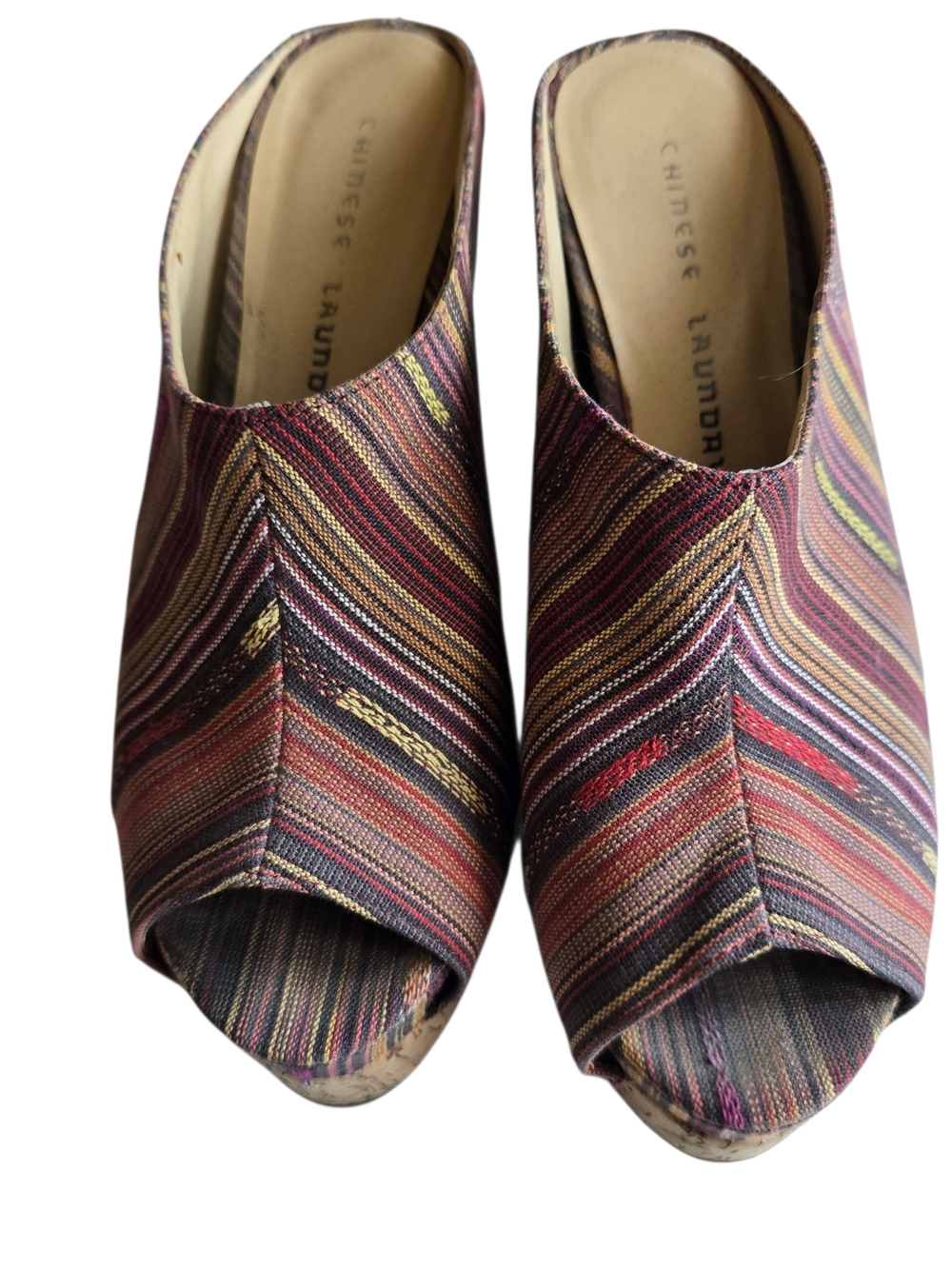 Chinese Laundry Multicolor Striped Open-Toe Mules